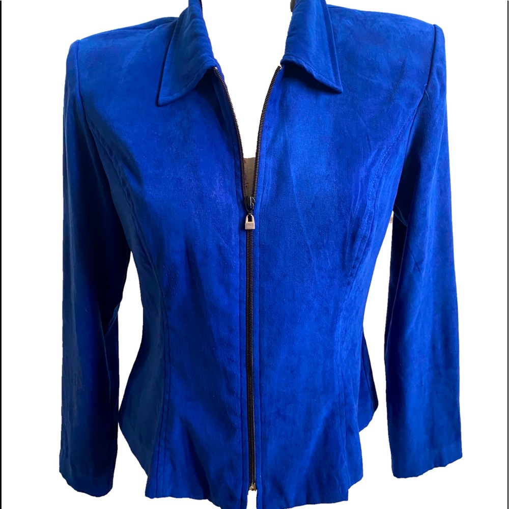 Positive Attitude Faux Blue Suede Jacket